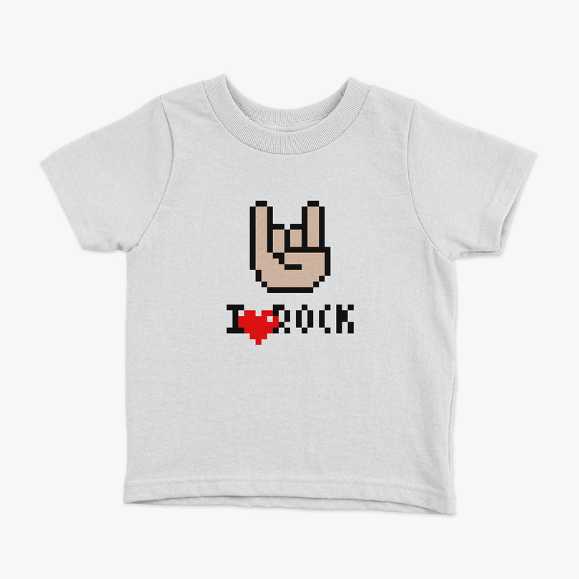 Polera I love Rock pixel niños 1