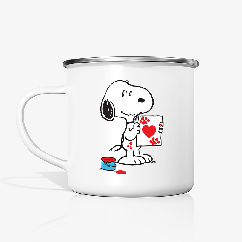 Taza Snoopy Artista love metalica enlozada 