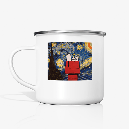 Taza Snoopy Van Gogh noche metalica enlozada