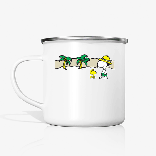 Taza Snoopy playa metalica enlozada