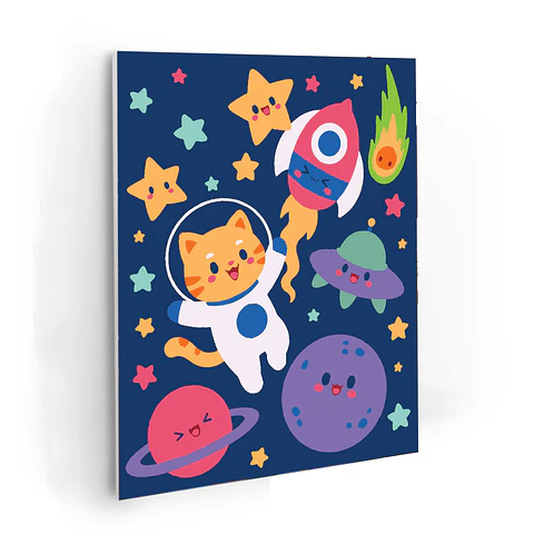Gato Astronauta - Kit de Pinturas por Números 25x34cm - Detalle Bajo