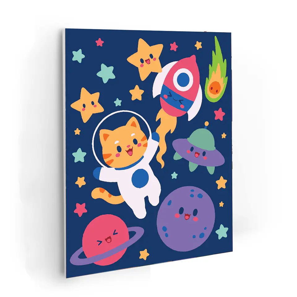 Gato Astronauta - Kit de Pinturas por Números 25x34cm - Detalle Bajo 1