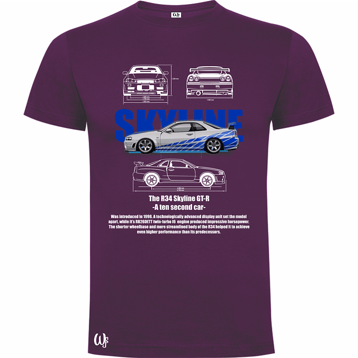 Polera WJS Dogo premium + Estampado Nissan Skyline 17