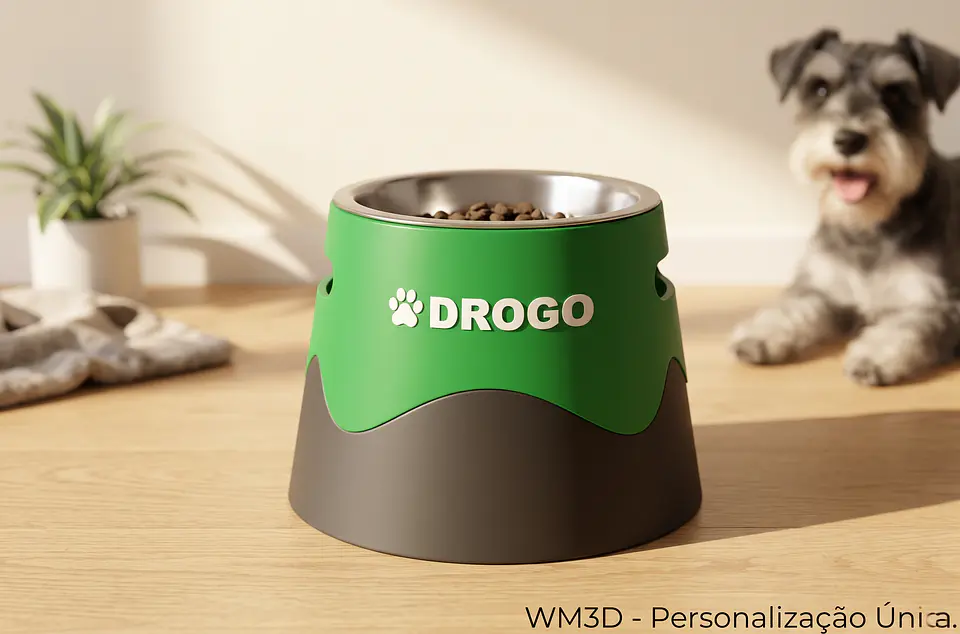 Comedouro Elevado Personalizado para Cães e Gatos | Suporte Ergonómico em PETG + Taça Inox 3