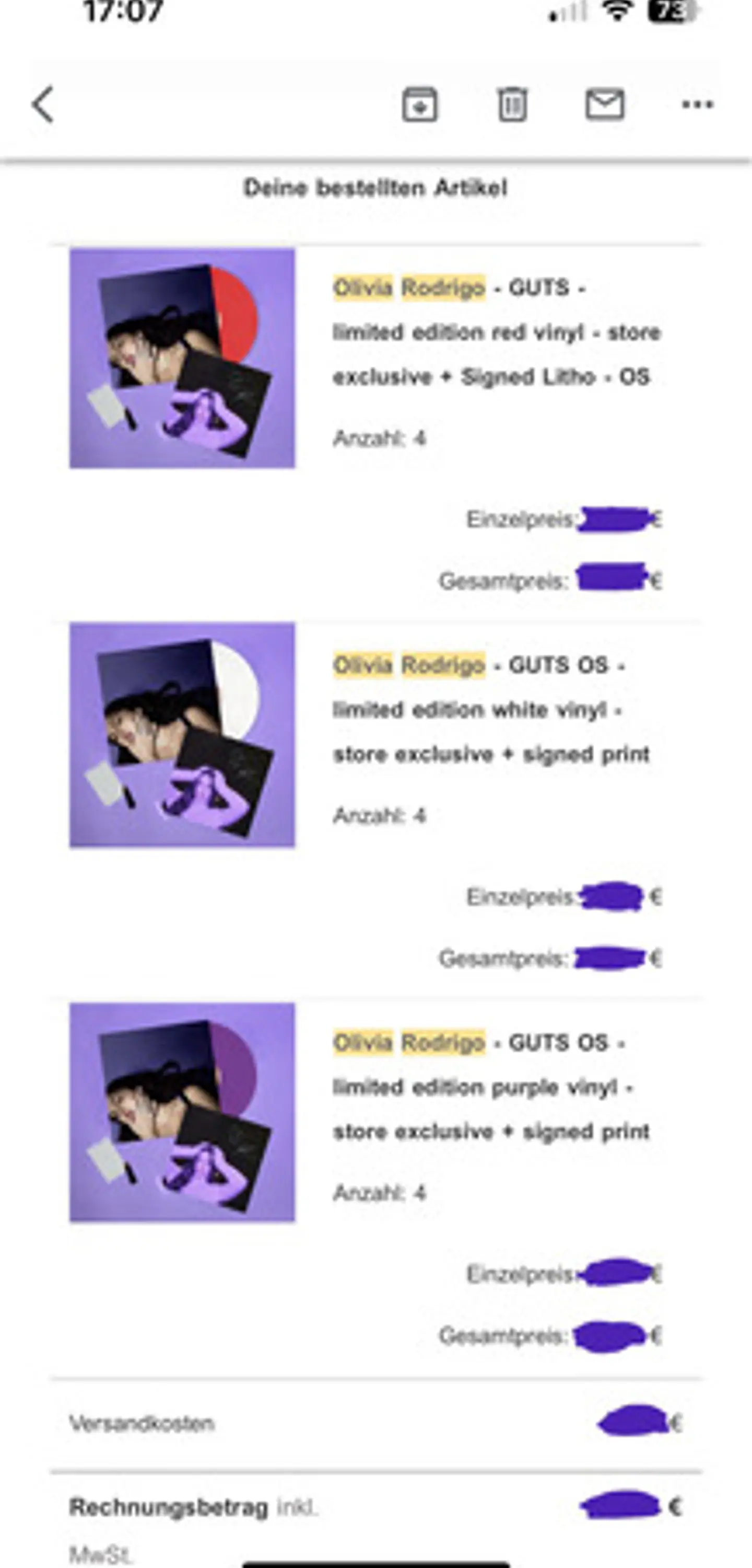 Olivia Rodrigo - Guts - Vinilo (lp) Firmado / Autografiado 9