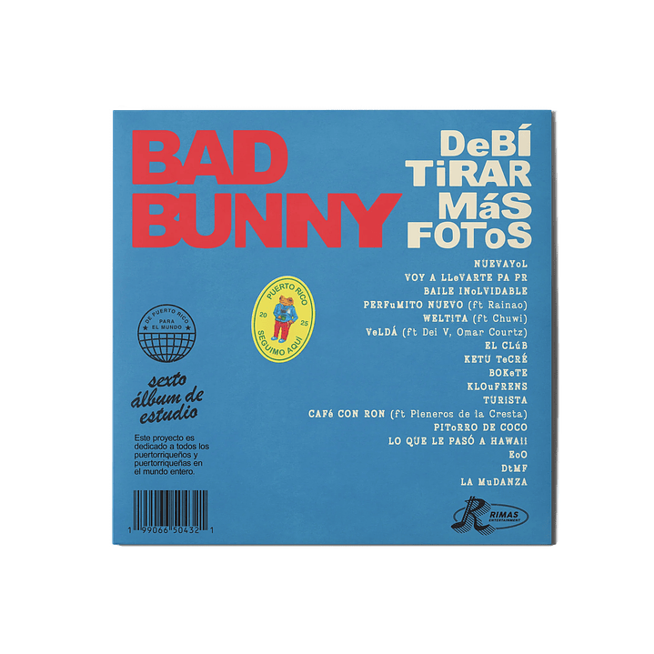 (ENCARGO) Bad Bunny - DeBÍ TiRAR MáS FOToS - Vinilo (2LP) Azul 3