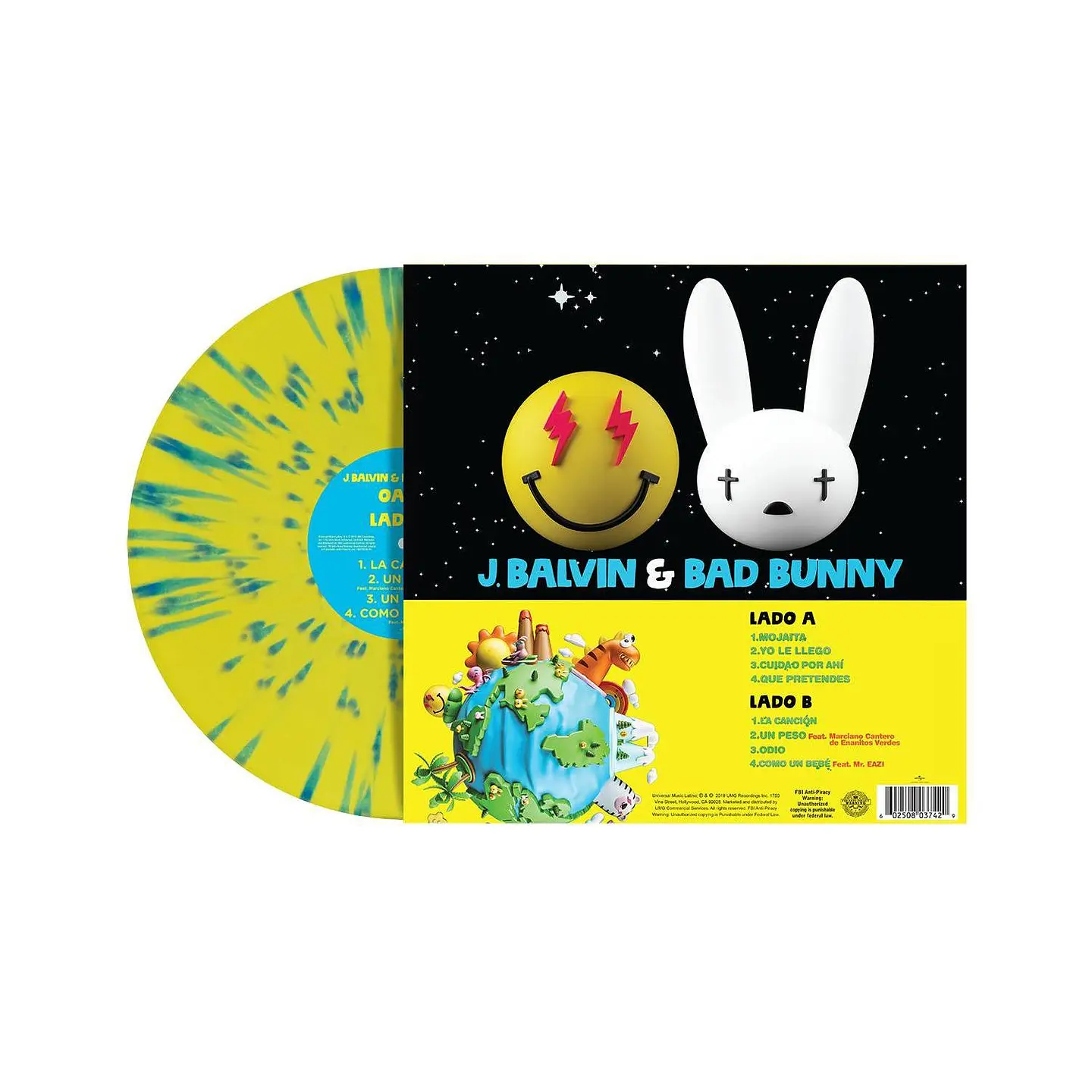 (PREVENTA) J. Balvin & Bad Bunny - Oasis - Vinilo (LP) Azul Y Amarillo Splatter 3