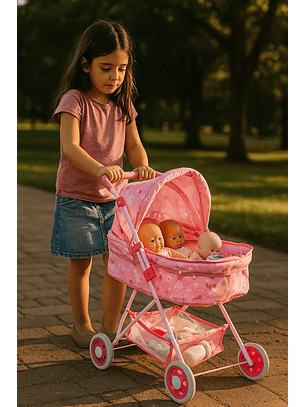 Coche-moisés grande 2 en 1 para muñecas
