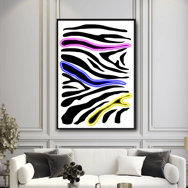 Quadro animal print neon zebra 2