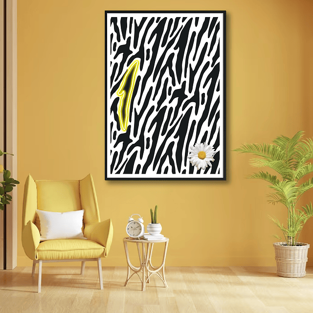 Quadro animal print neon leo 2