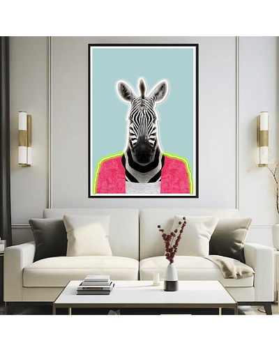 Quadro animal dress neon girafa