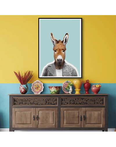 Quadro animal dress neon burro