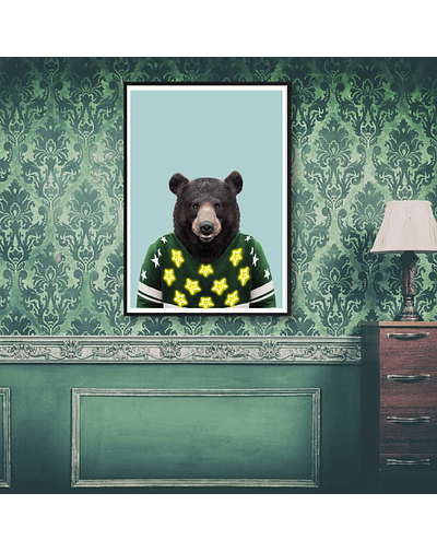 Quadro animal dress neon urso