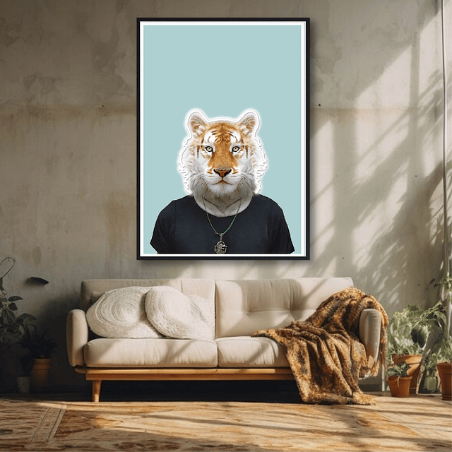 Quadro animal dress neon tigre 2