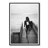 Quadro black and white neon surfer girl 1