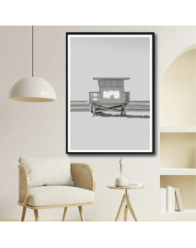 Quadro black and white neon beach house