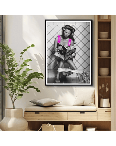 Quadro black and white neon girl