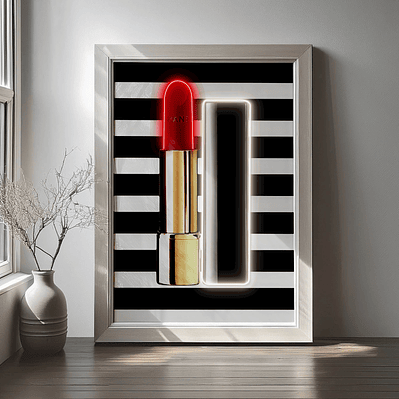 Quadro decorativo neon batom