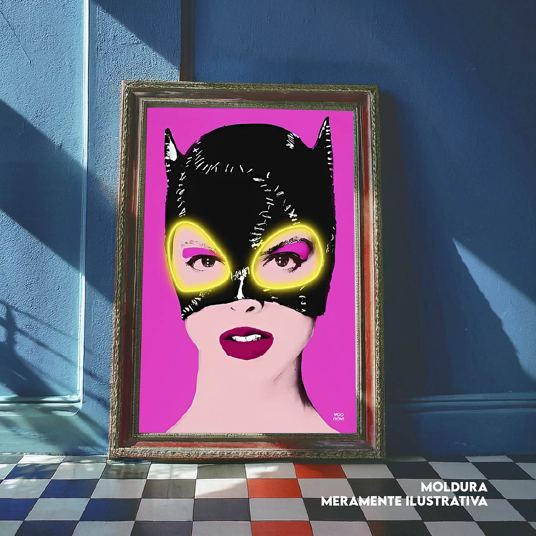 Quadro decorativo neon cat women 1