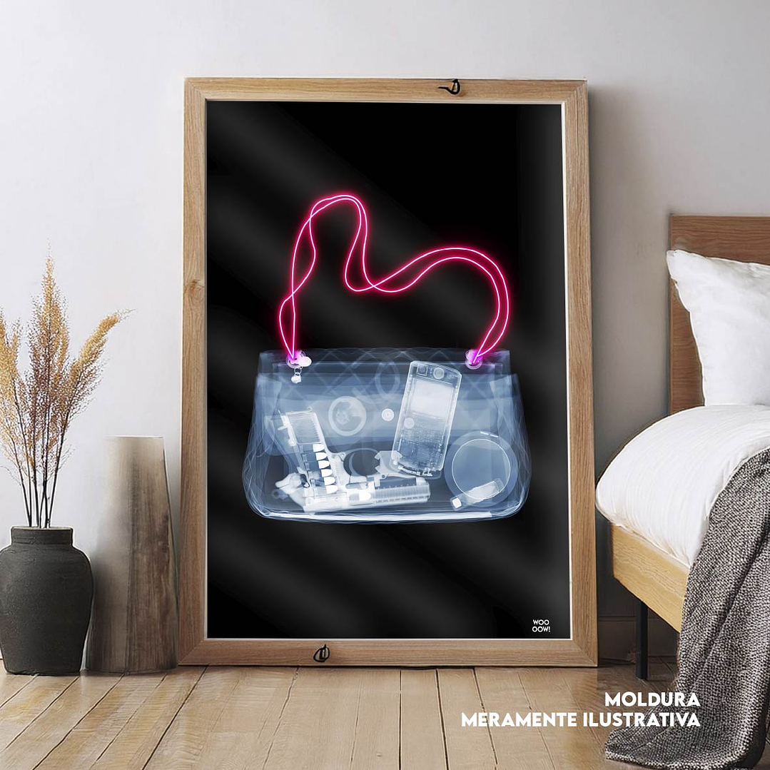 Quadro decorativo neon mala senhora 1