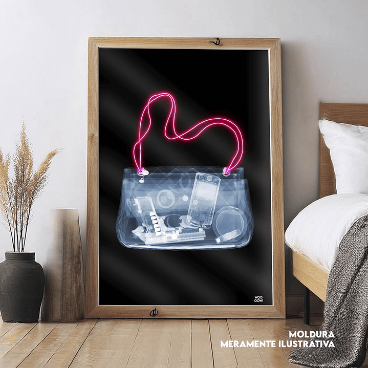 Quadro decorativo neon mala senhora 1
