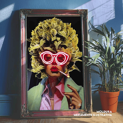 Quadro decorativo neon mulher cacho