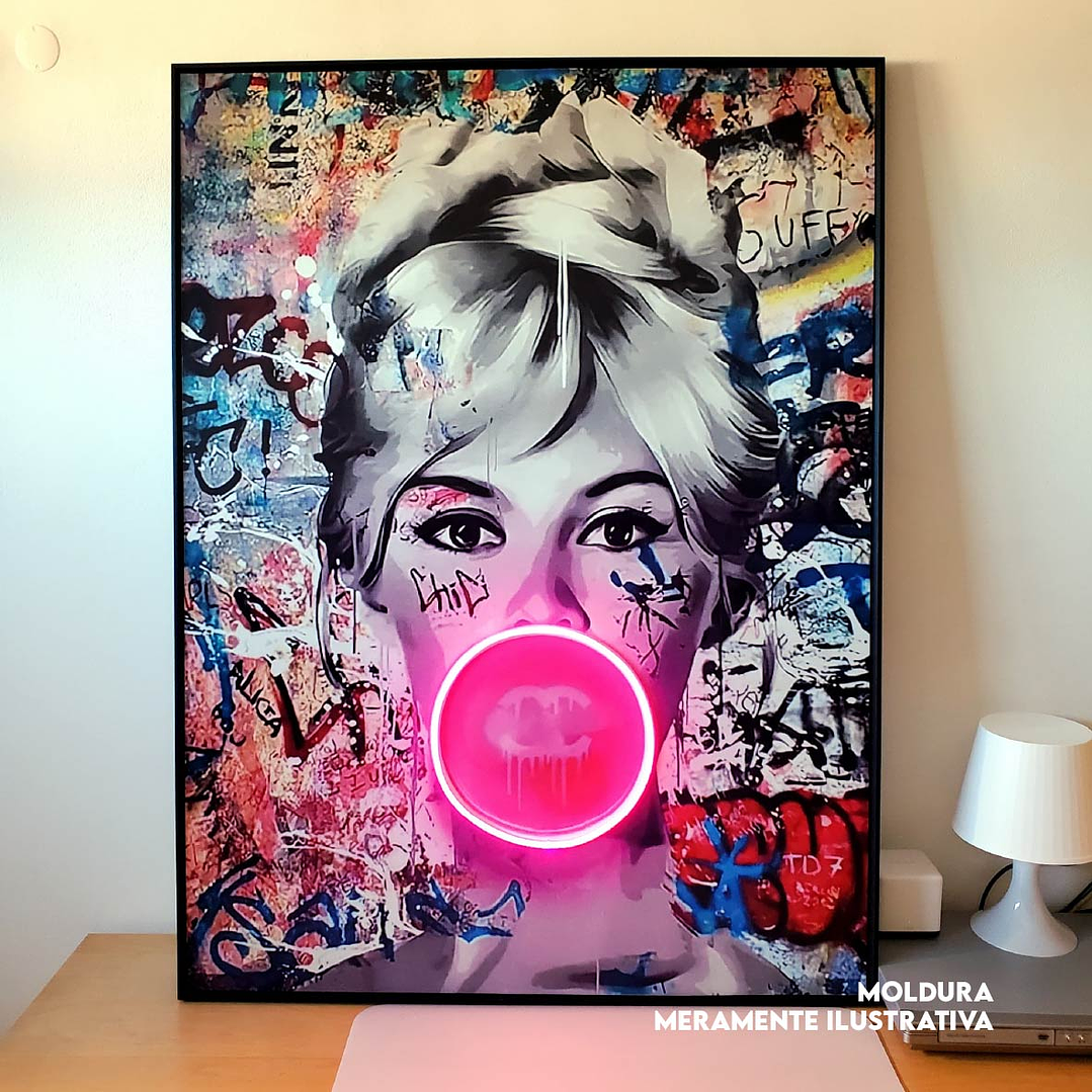 Quadro decorativo neon brigitte bardot 1