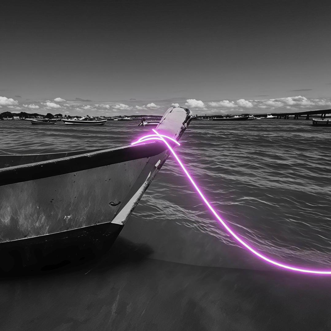 Quadro decorativo neon barco 2