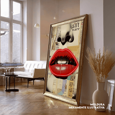 Quadro decorativo neon boca