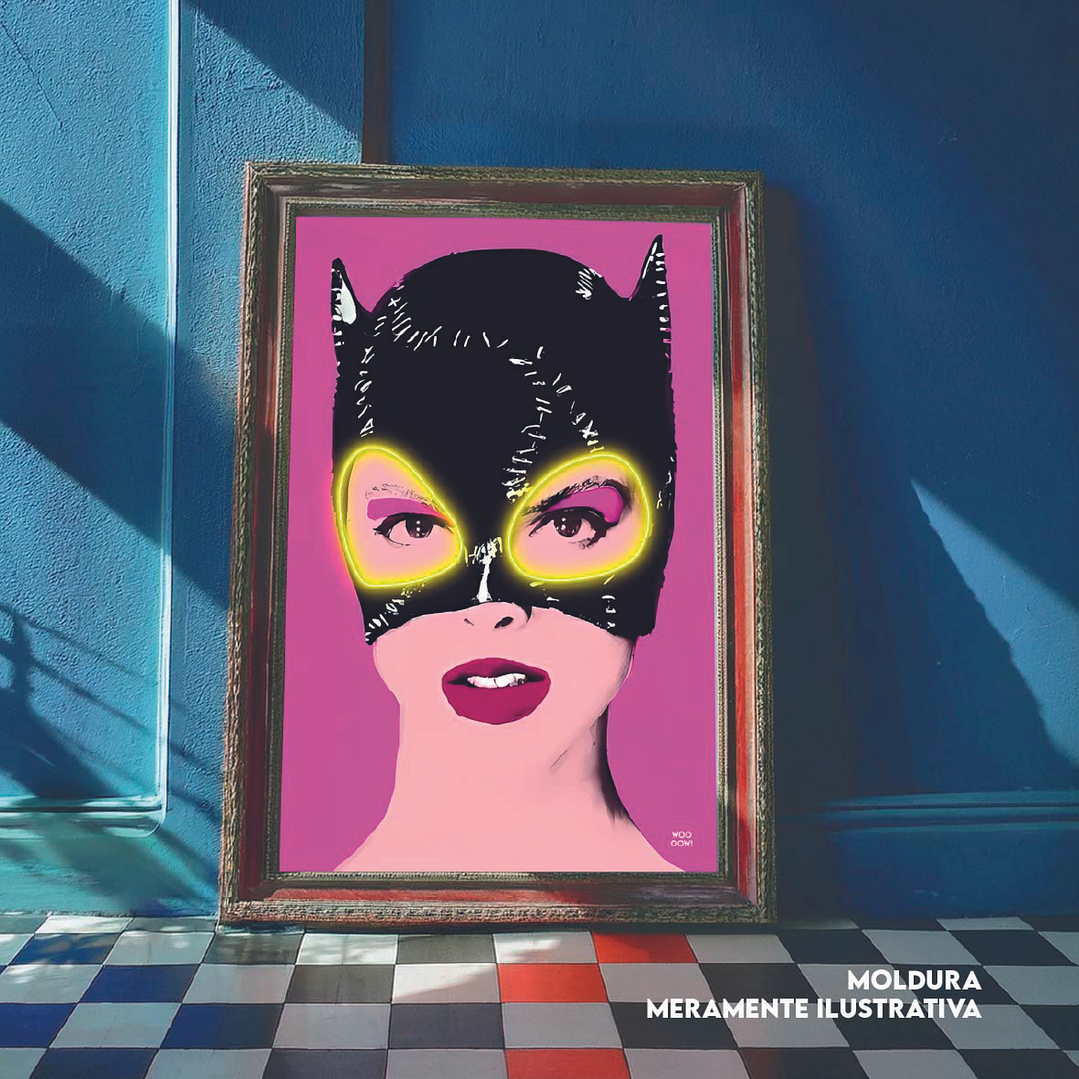 Quadro decorativo neon cat women 1