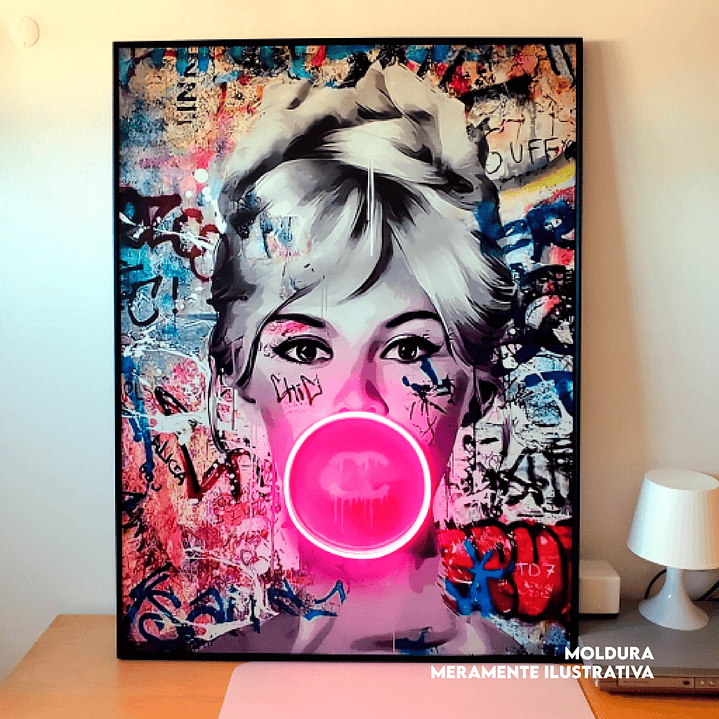 Quadro decorativo neon brigitte bardot 1