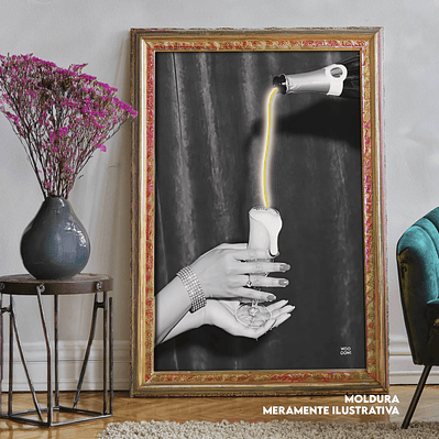 Quadro decorativo neon mulher champagne