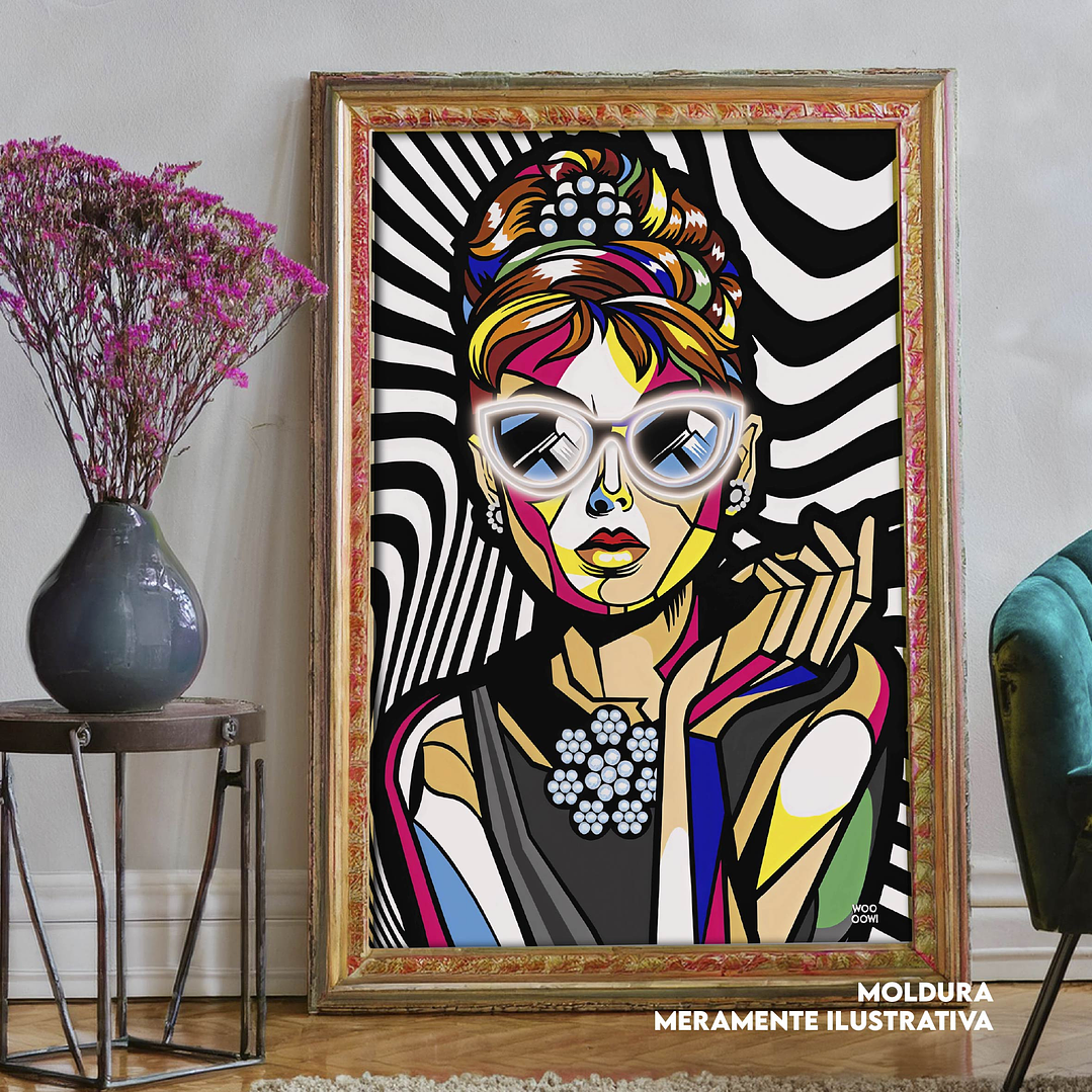 Quadro decorativo neon women vetor 1