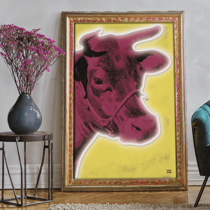 Quadro decorativo neon vaca 1