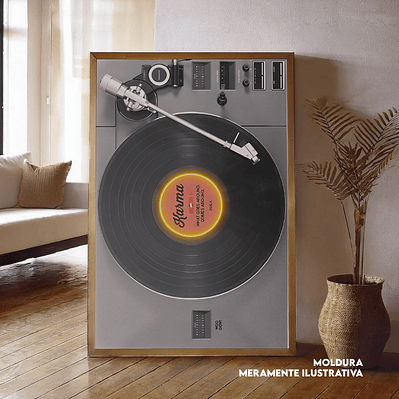 Quadro decorativo neon gira discos