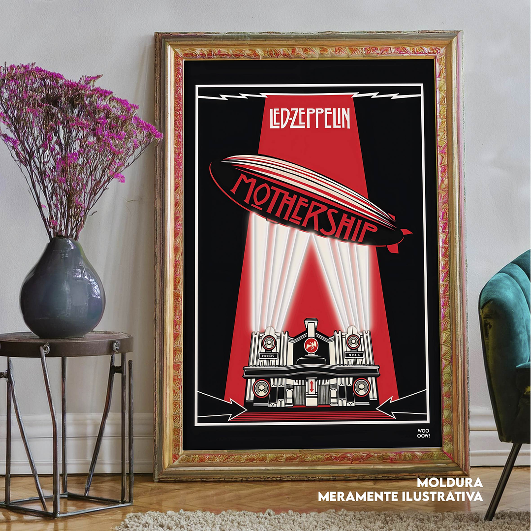Quadro decorativo neon led zeppelin 1