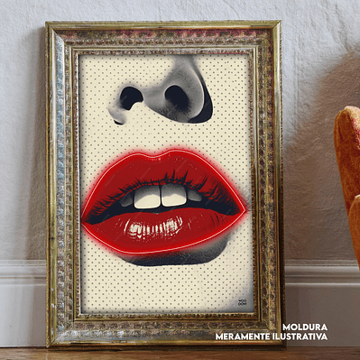 Quadro decorativo neon lábios