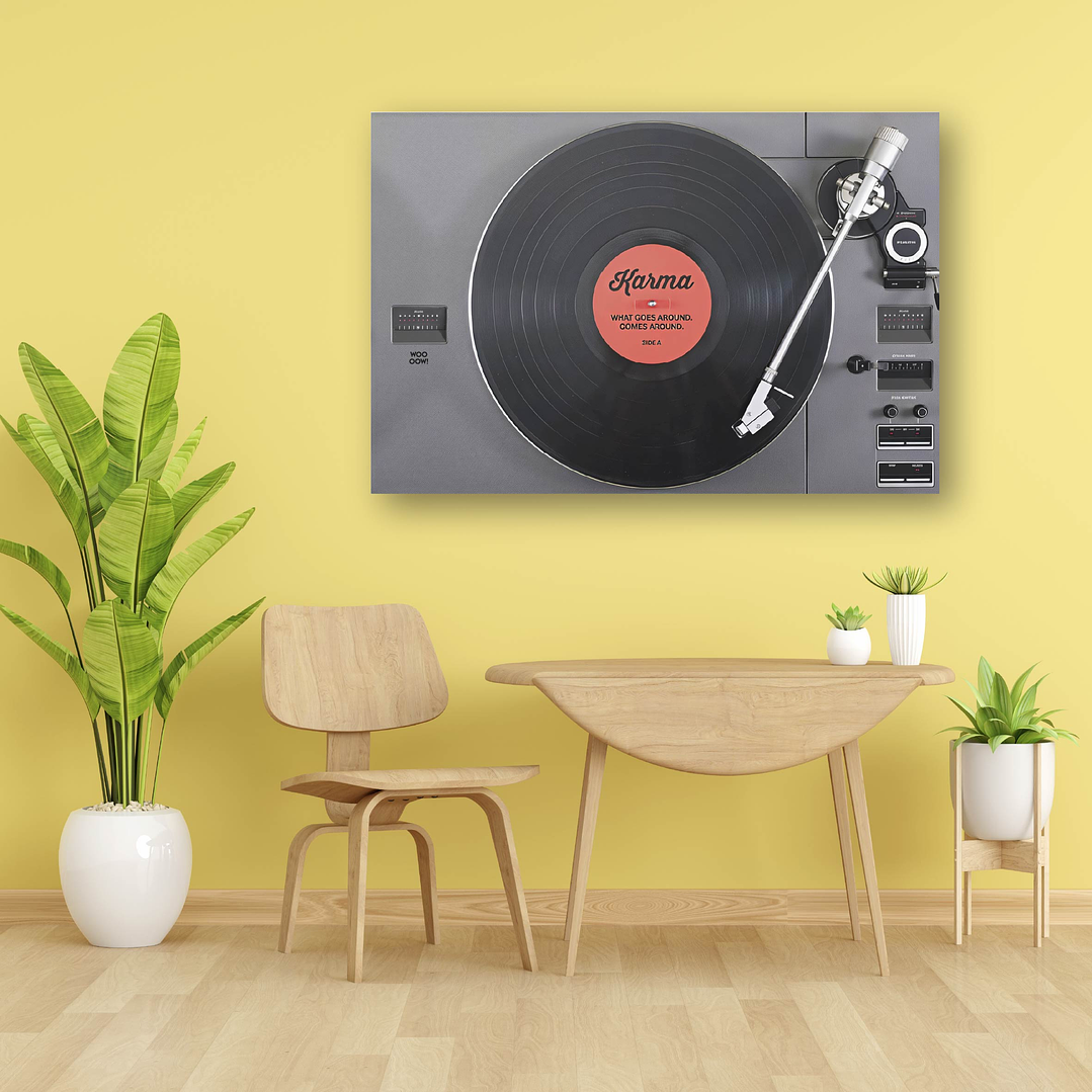 Placa decorativa sem neon gira discos 1