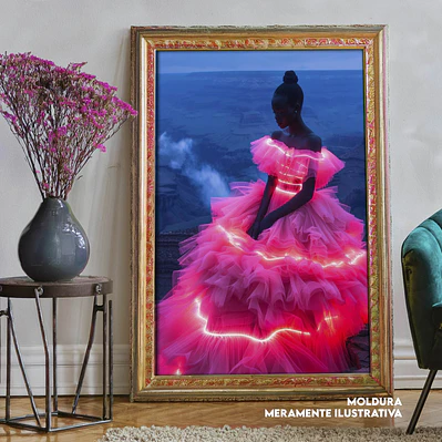 Quadro decorativo neon vulcão