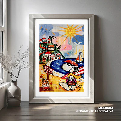 Quadro decorativo Snoppy na praia