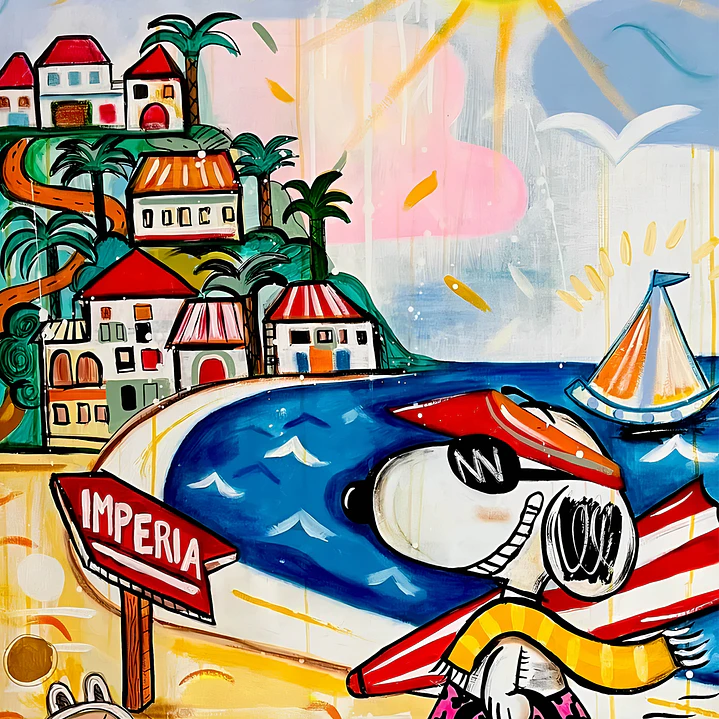 Placa decorativa Snoppy na praia 2