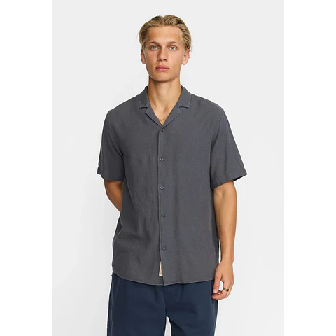 Short-sleeved Cuban Shirt / 3927 - Darkgrey