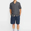 Short-sleeved Cuban Shirt / 3927 - Darkgrey