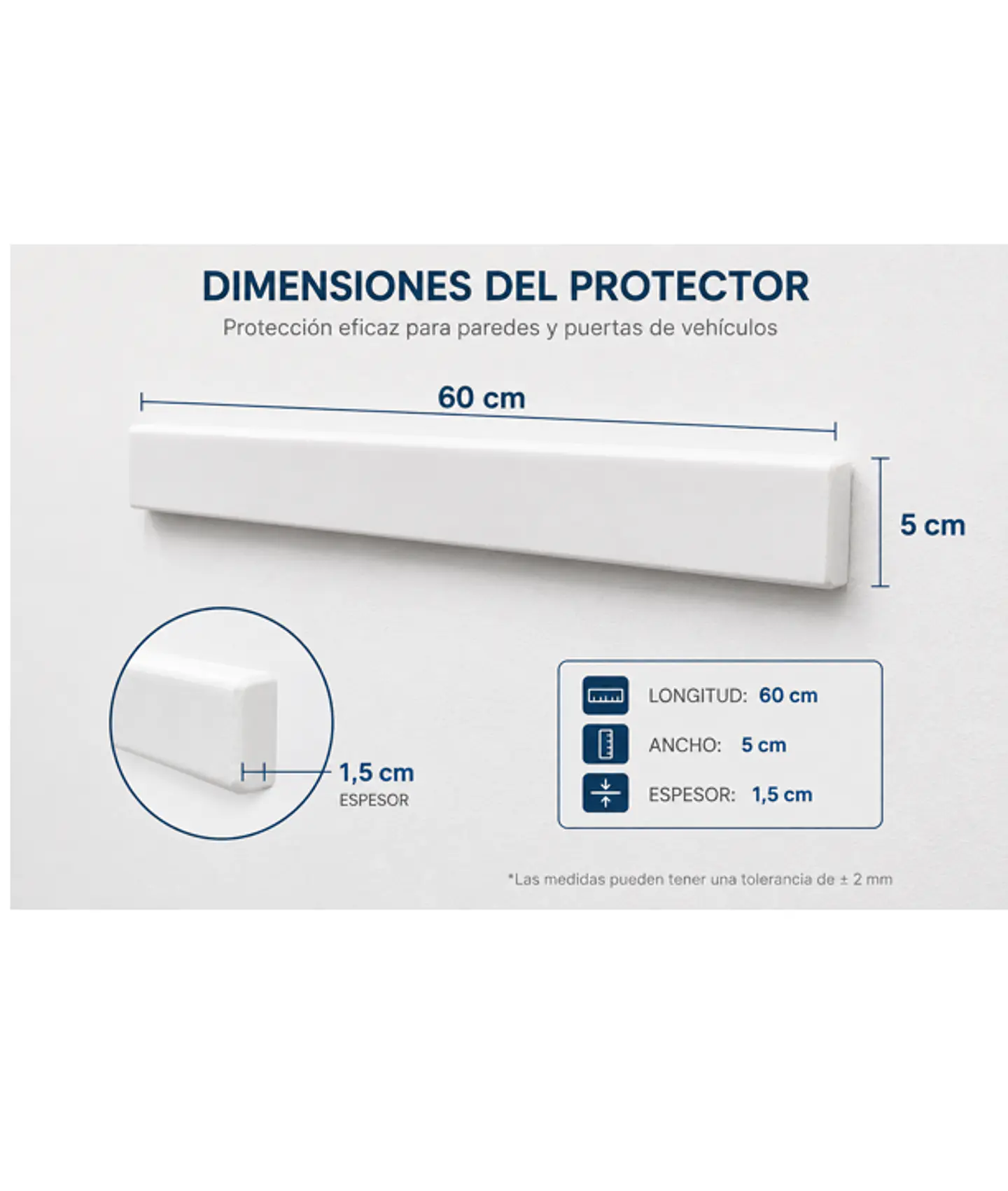 Protector de pared 60cm para No golpear puerta del auto (pack 02) 4
