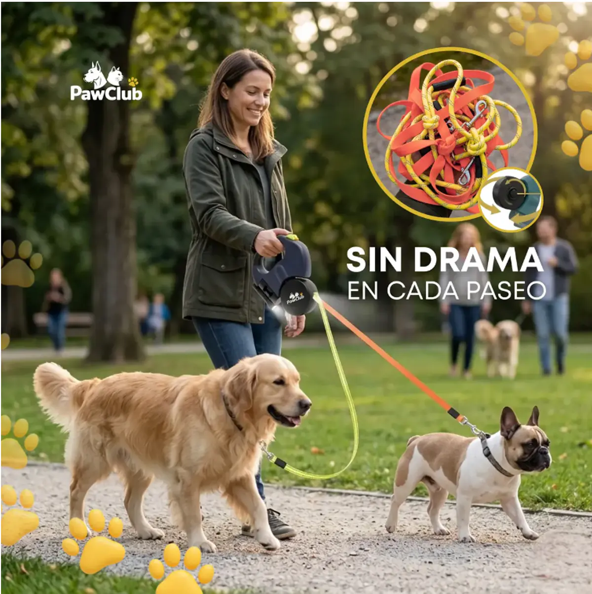 Retráctil doble para perros