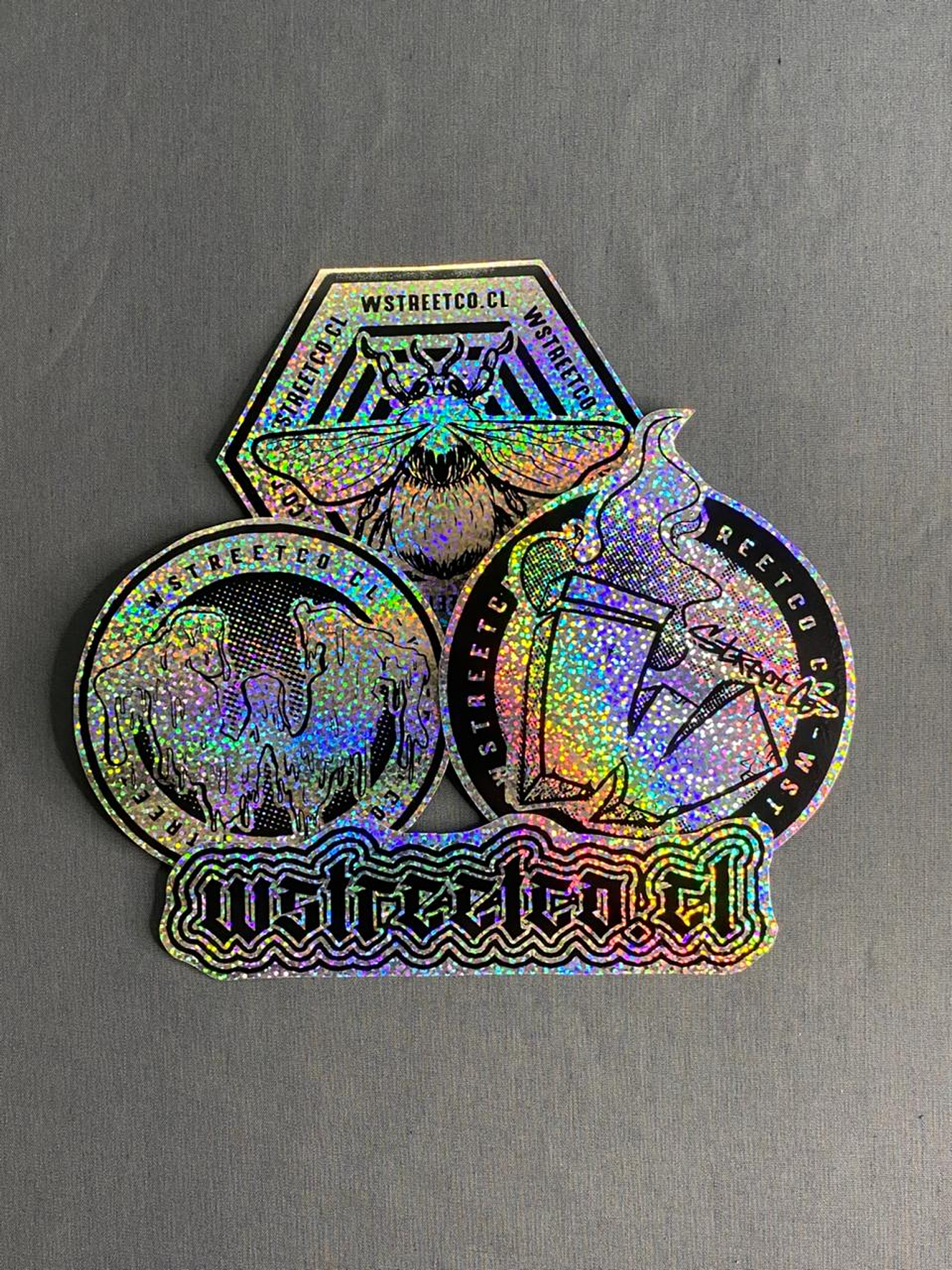 Set Nro 1  Stickers Holograficos Vinilo x 4 1