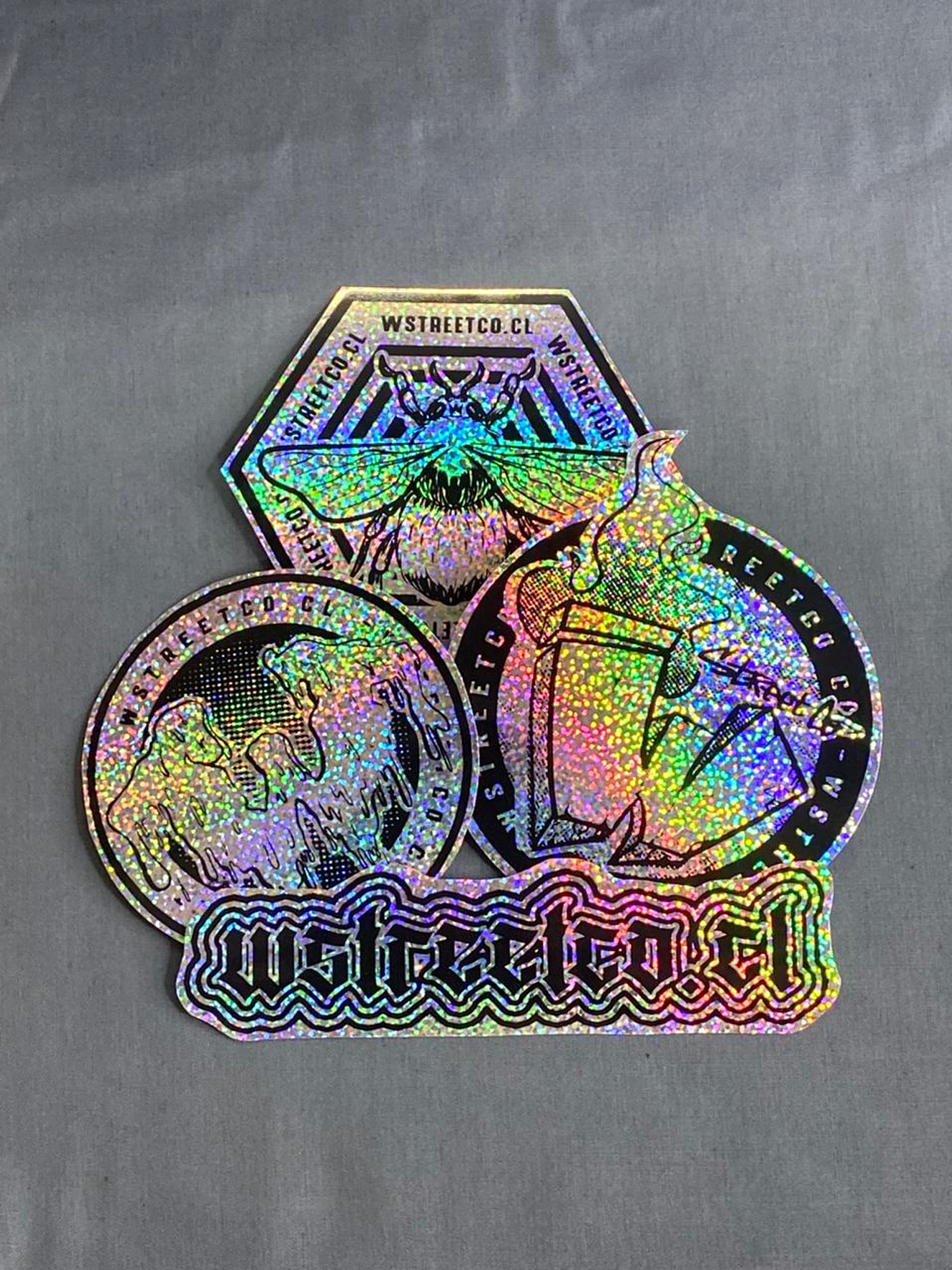 Set Nro 1  Stickers Holograficos Vinilo x 4 3