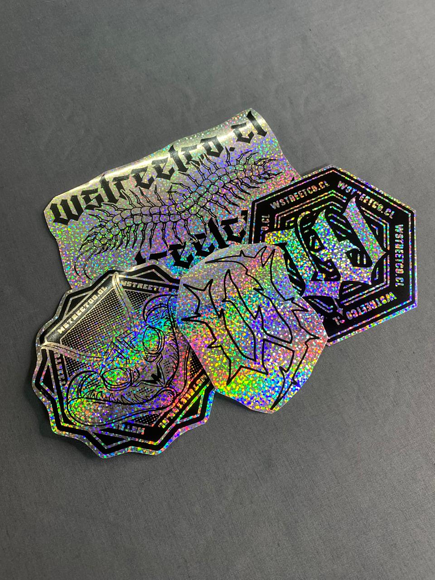 Set Nro 3  Stickers Holograficos Vinilo x 4 1