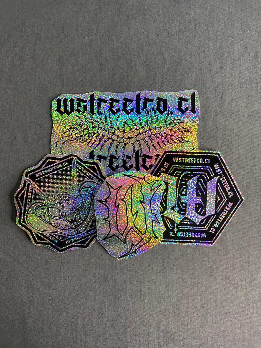 Set Nro 3  Stickers Holograficos Vinilo x 4 2