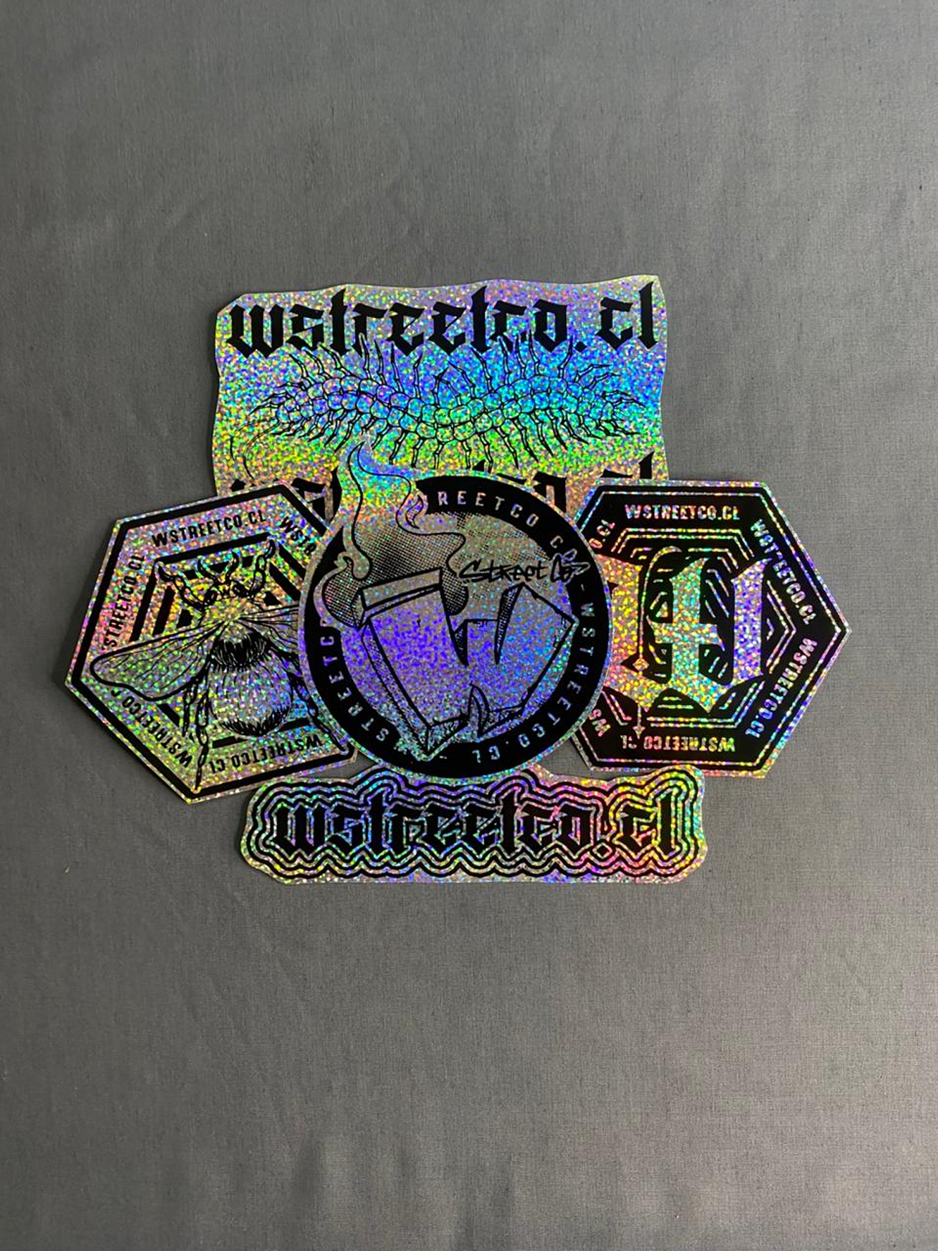 Set Nro 1  Stickers Holograficos Vinilo x 5 1